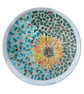 Handcrafted sunflower decorative mosaic platter.