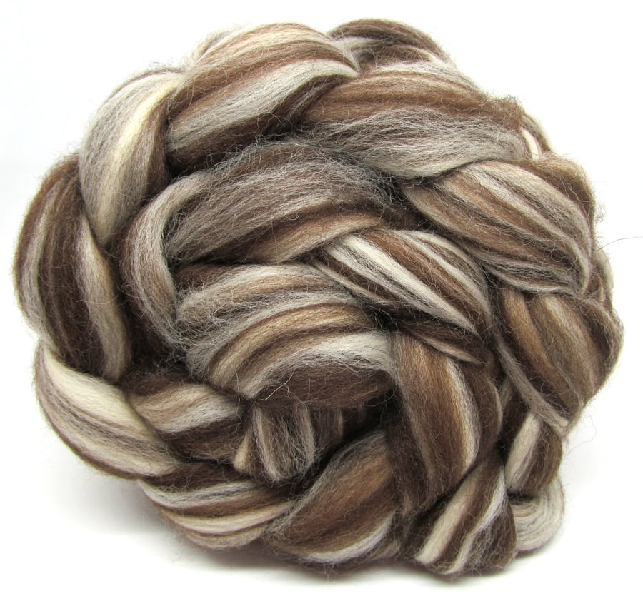 Corriedale Humbug Combed Wool Top 100g 3.5oz Spinning Felting