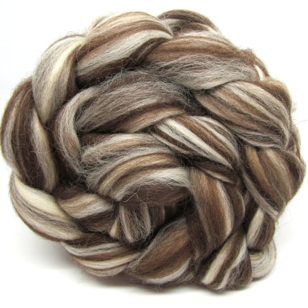 Corriedale Humbug Combed Wool Top 100g 3.5oz Spinning Felting