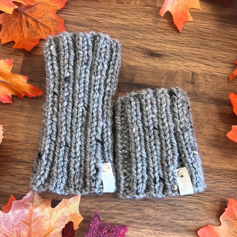 Handknit Dog Neck Warmer Snood Chunky Tweed - Grey