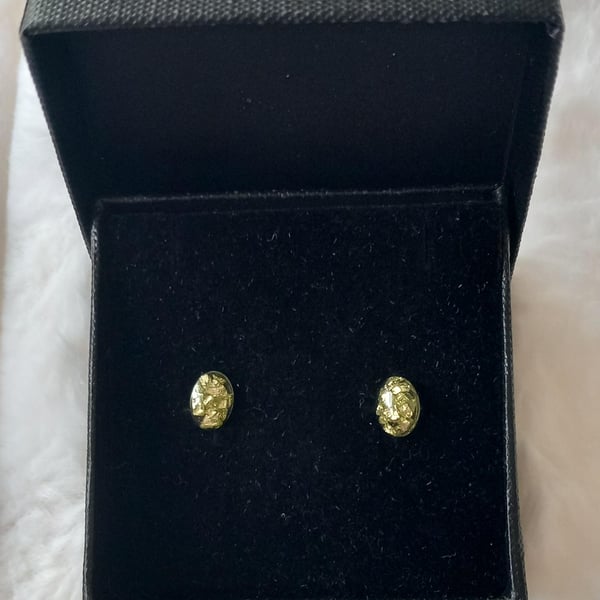 Sterling silver Oval resin stud earrings, Green studs, Small silver earrings,Mul