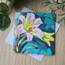White lily painting printed card