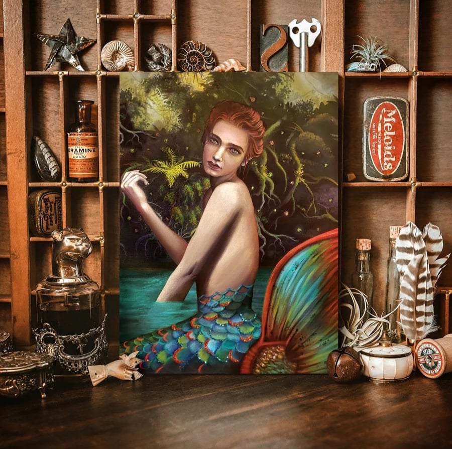 Fine Art Greeting Card "Aberdeen ." Mermaid with wee touches of glitter 