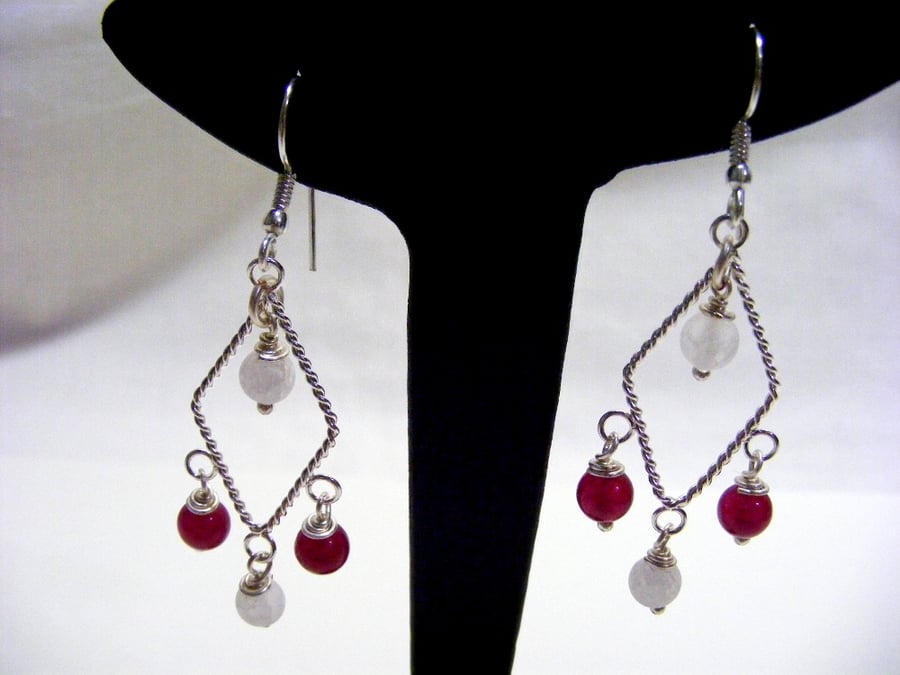 Seconds Sunday Red and White Quartz Earrings