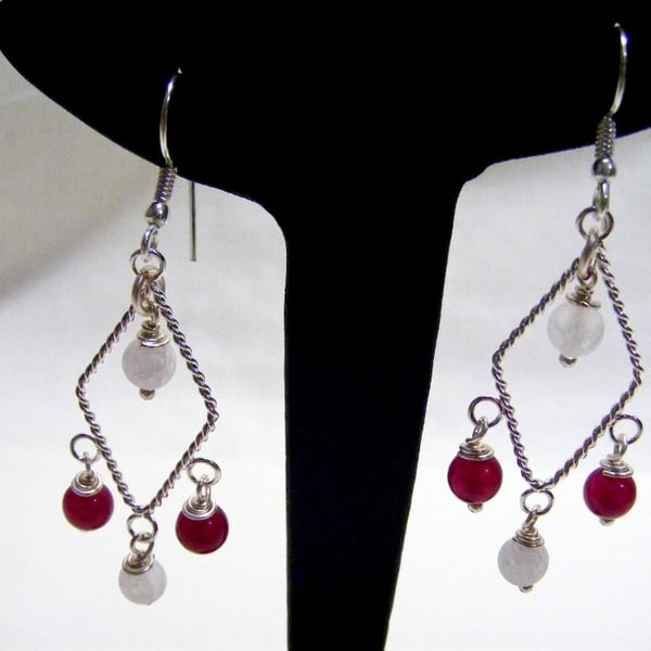 Seconds Sunday Red and White Quartz Earrings