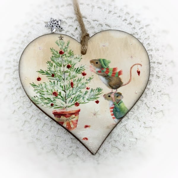 Cute Christmas Mice and Christmas Tree, Handmade Mouse Christmas Decorations