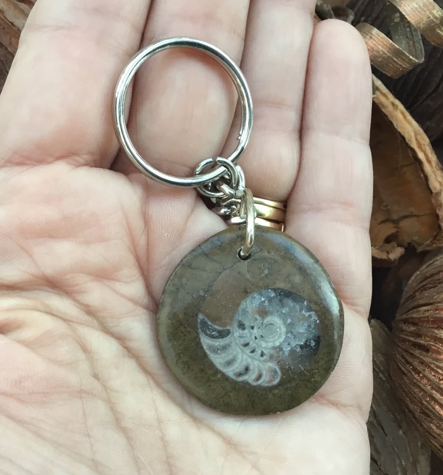 Rounded Ammonite Keyring or Handbag Charm!