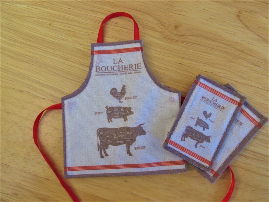 1:12 Scale Dolls House Apron, Miniature Kitchen Apron, Dolls House Doll Clothes