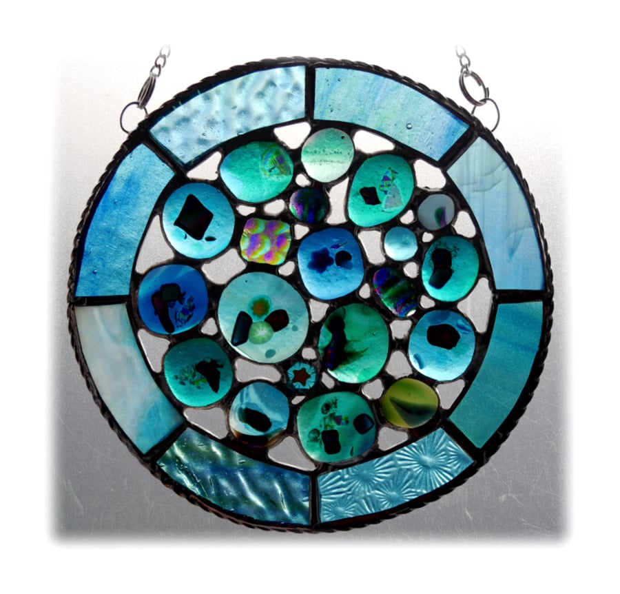 Rockpool Suncatcher Stained Glass Abstract Handmade fused 017