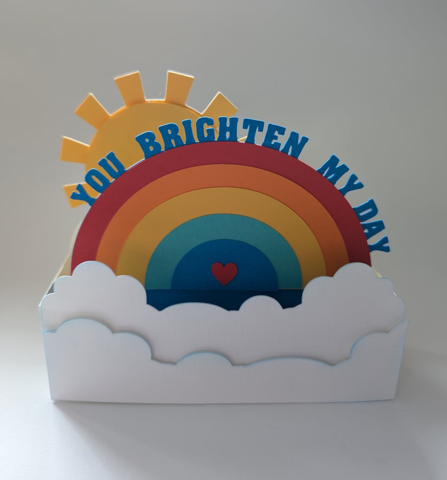 Sunshine and Rainbows 3d Card can be personalised Birthday Card, Thank You Card