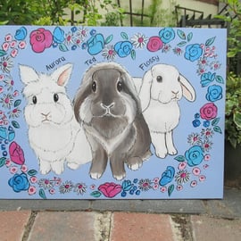 Pet Portrait in MDF Simple Style Bunny Rabbit Guinea Pig Cat Dog Horse Hamster