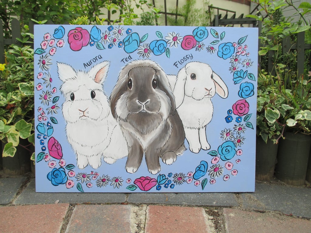 Pet Portrait in MDF Simple Style Bunny Rabbit Guinea Pig Cat Dog Horse Hamster