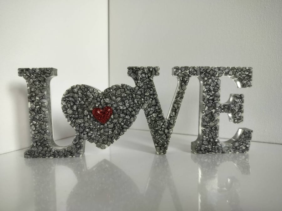 Resin Poured LOVE Sign