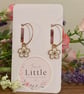 White Cherry Blossom Hoop Earrings, Enamel Floral Charms, Handmade Jewellery - Image 1