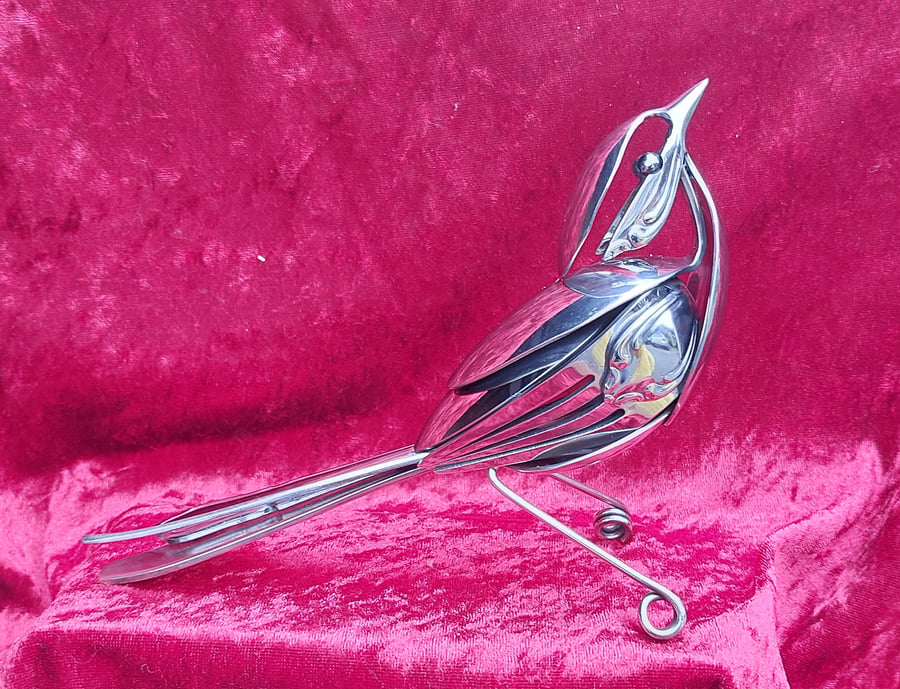 Bird Art - Metal Sculpture made from Upcycled Spoons and Forks'