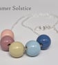 Summer Solstice - hand painted - wooden bead & sterling silver necklace - Image 1
