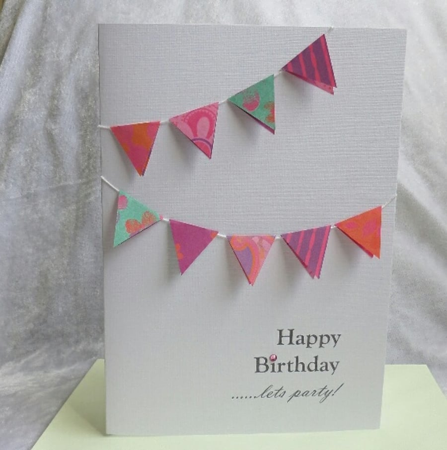 Birthday Bunting Card - Let's Party
