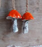 ceramic hanging mushroom bright orange small - Image 3