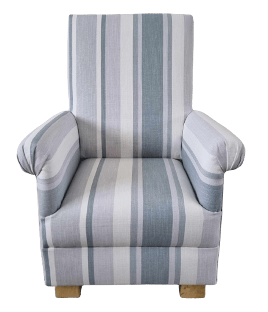 Laura Ashley Awning Stripe Grey Fabric Adult Chair Armchair Accent Nursery