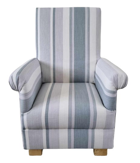 Laura Ashley Awning Stripe Grey Fabric Adult Chair Armchair Accent Nursery
