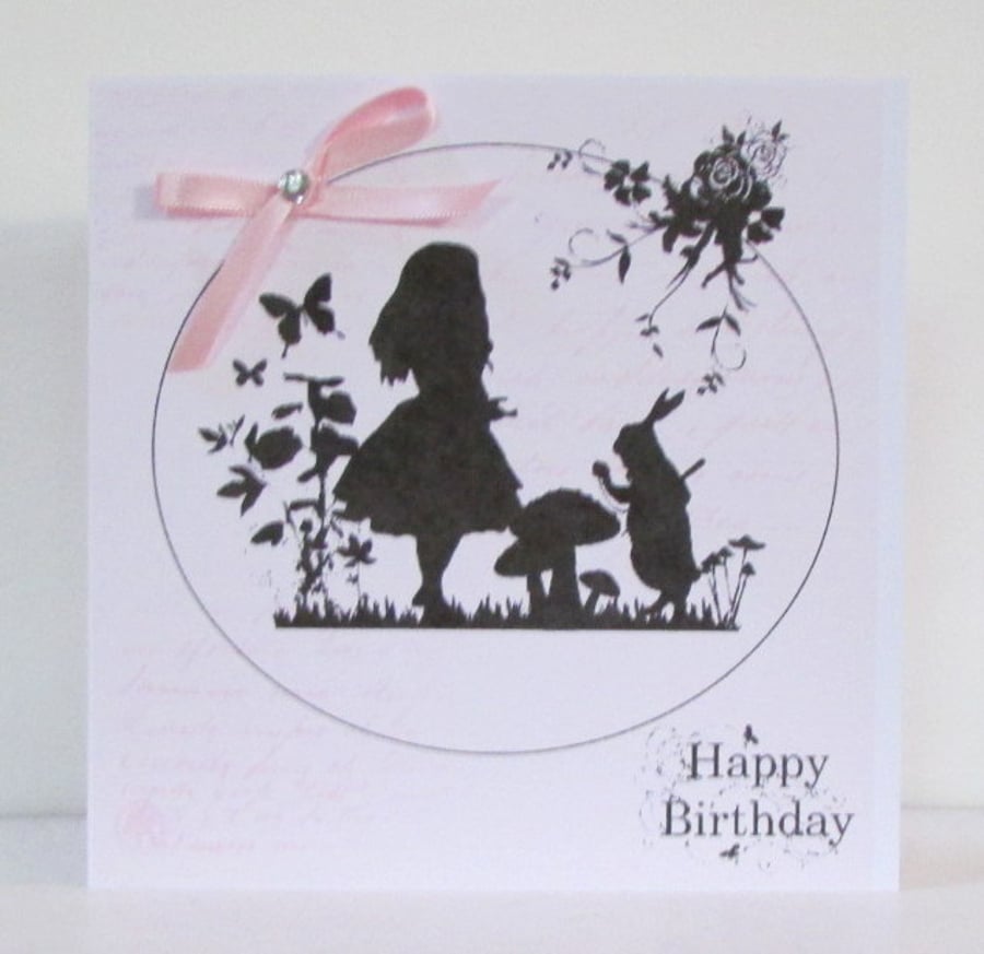 Alice in Wonderland Silhouette Birthday Card