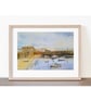  Art print of Mousehole Harbour  Cornwall from original watercolour painting A4 - Image 2