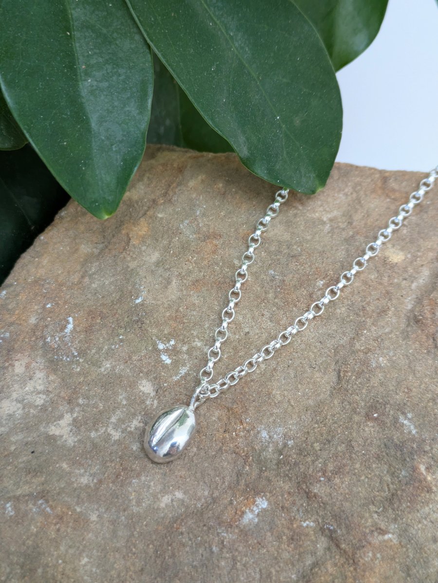 Sterling silver coffee bean necklace 