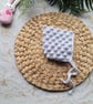 Crochet Bobble Pixie Bonnet, Hat. Silver Grey 0-3 months - Image 1