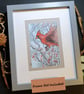 Red Cardinal in flight original drawing, winter bird artwork, small wall art - Image 5