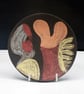 Red, Orange, Yellow Decorative Dish, Black Clay and Undeglaze