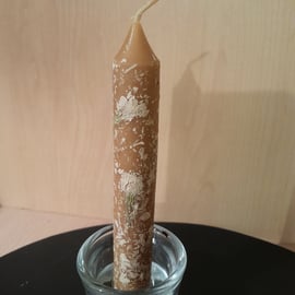 2 pack beeswax decorated candles, natural dry jasmine buds, 15 cm.