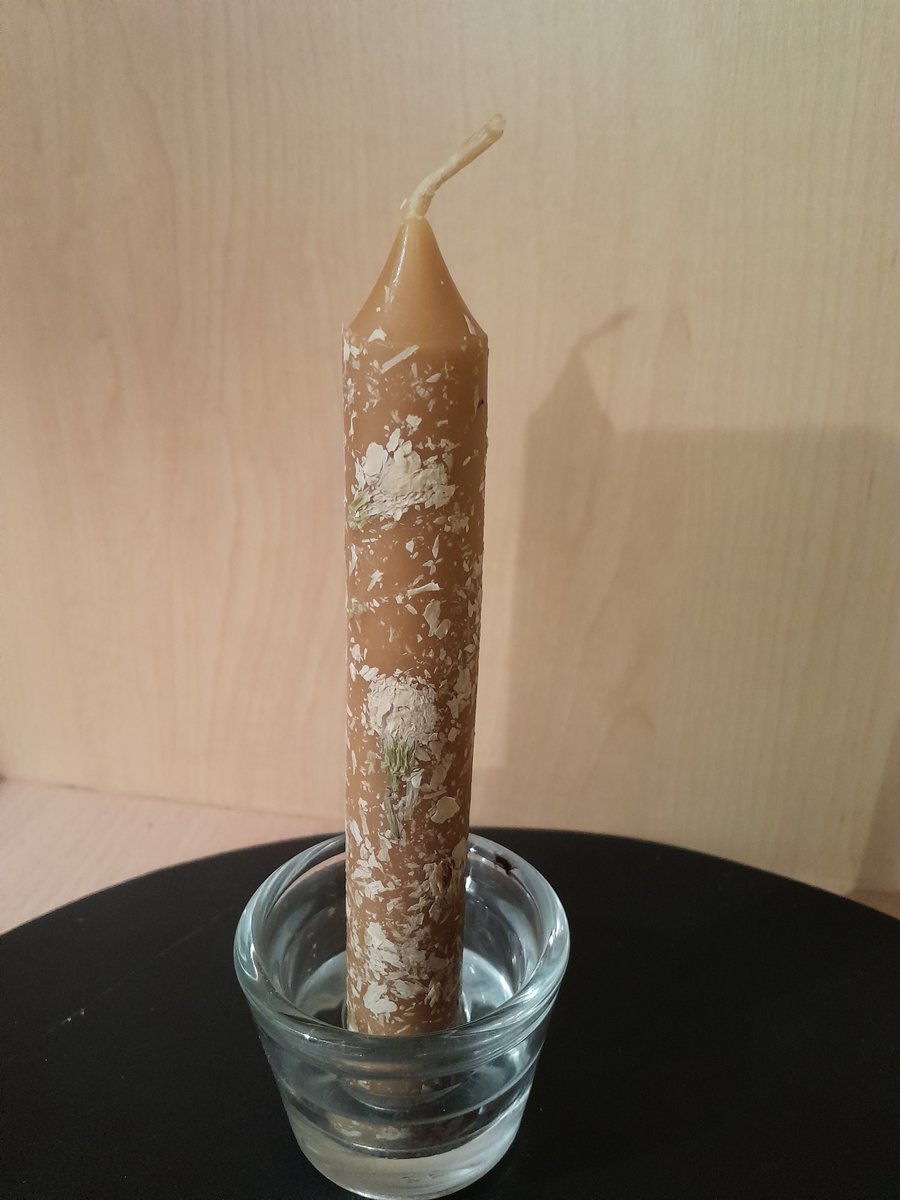 2 pack beeswax decorated candles, natural dry jasmine buds, 15 cm.