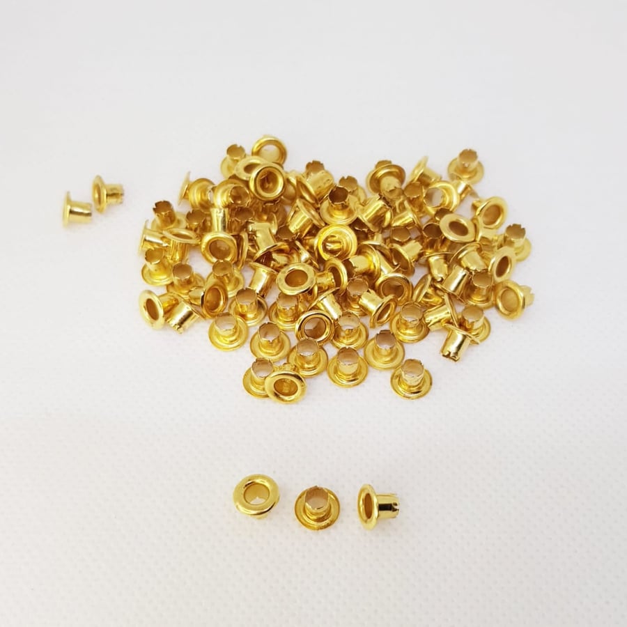 50 Pcs 4 mm Gold Grommets Eyelets WITHOUT Washer for Leather Bags Bookmark