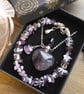 Amethyst Heart Diffuser Necklace & Quartz Chip Bracelet Set, Celestial Lavender - Image 2
