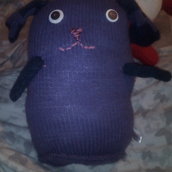 Purple & Dark Navy Blue Giant Dog with White & Black Eyes Knitted By KM