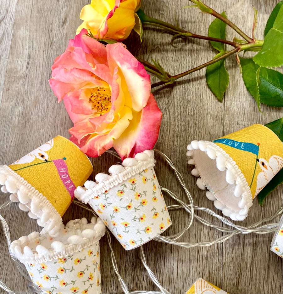 Charity upcycled Mini Lampshade Fairy Lights - Love and Hope 
