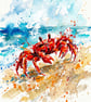 Red Crab Coloursplash Coastal Print – A2 Unframed