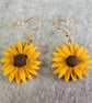 Polymer clay Sunflower Earrings. 316 Surgical Stainless Steel 