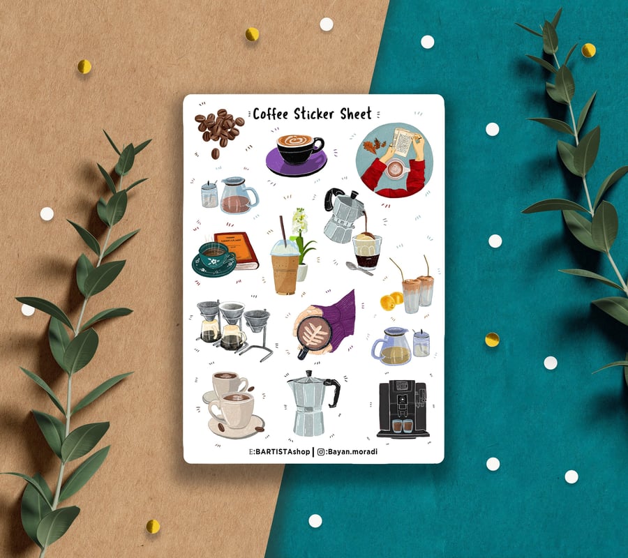 Coffee sticker sheet, cozy coffee Planner stickers, planner stickers, journal 
