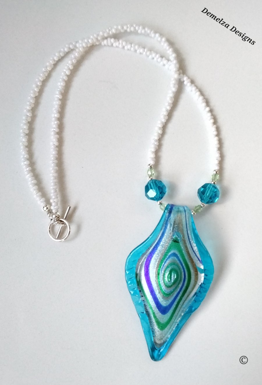 Murano Glass, Seed Bead & Crystal Necklace  'ONE OFF'