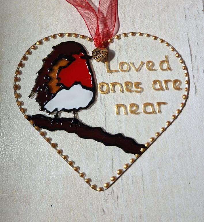 Robin memorial suncatcher decoration. Sympathy gift. Loved one memorial.