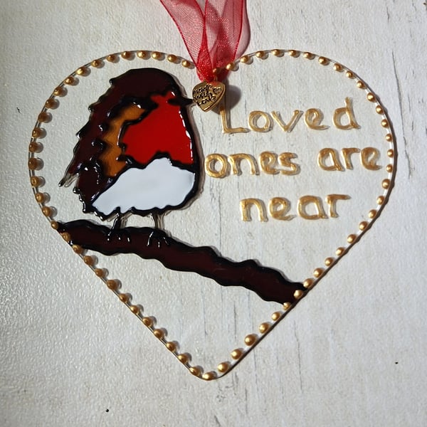 Robin memorial suncatcher decoration. Sympathy gift. Loved one memorial.