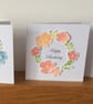 Pink & Orange Floral Design Birthday Card - Image 1