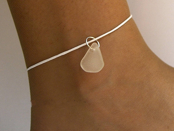 Sea glass anklet. Sea glass jewellery. 