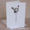 grey bird - greetings card