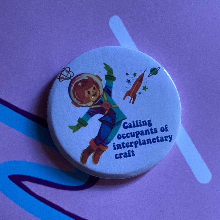 The Carpenters themed Vintage mash-up pin badge - Calling Occupants