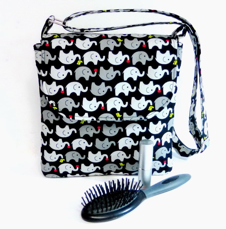 REDUCED. Handbag, shoulder bag, with elephant fabric