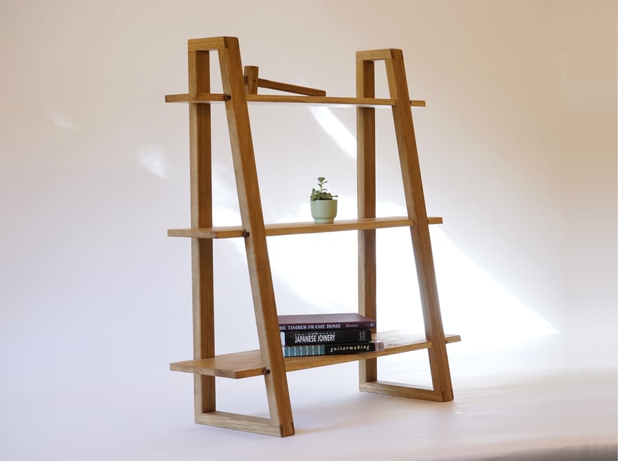 Hand Made Solid Oak Ladder Shelves