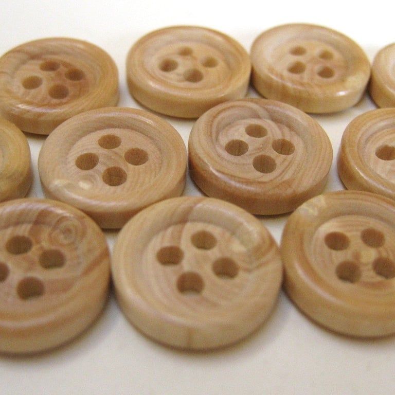 25 Tiny Faux Wood Buttons