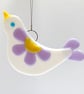 Fused Glass Lilac Bird Hanging  - Handmade Glass Decoration - Image 2